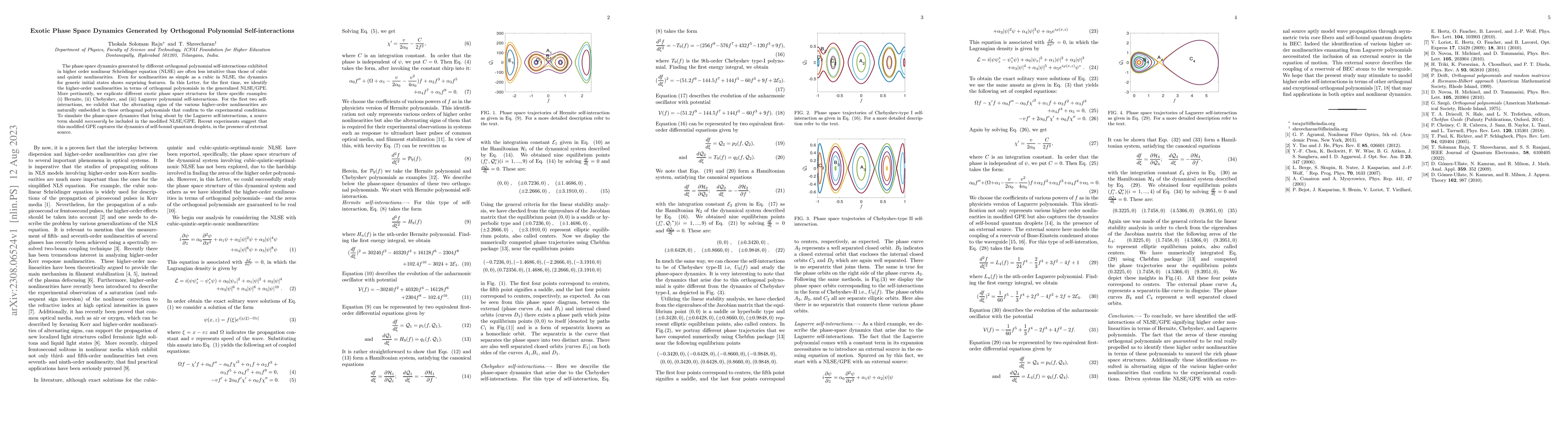 Thumbnail for Exotic Phase Space Dynamics Generated by Orthogonal Polynomial
  Self-interactions