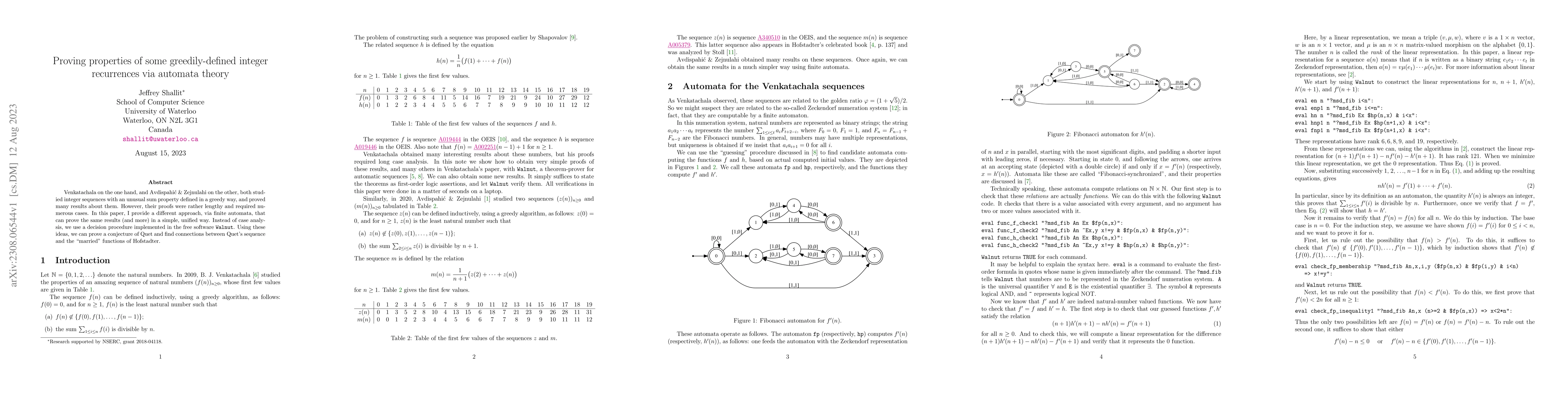 Thumbnail for Proving properties of some greedily-defined integer recurrences via
  automata theory