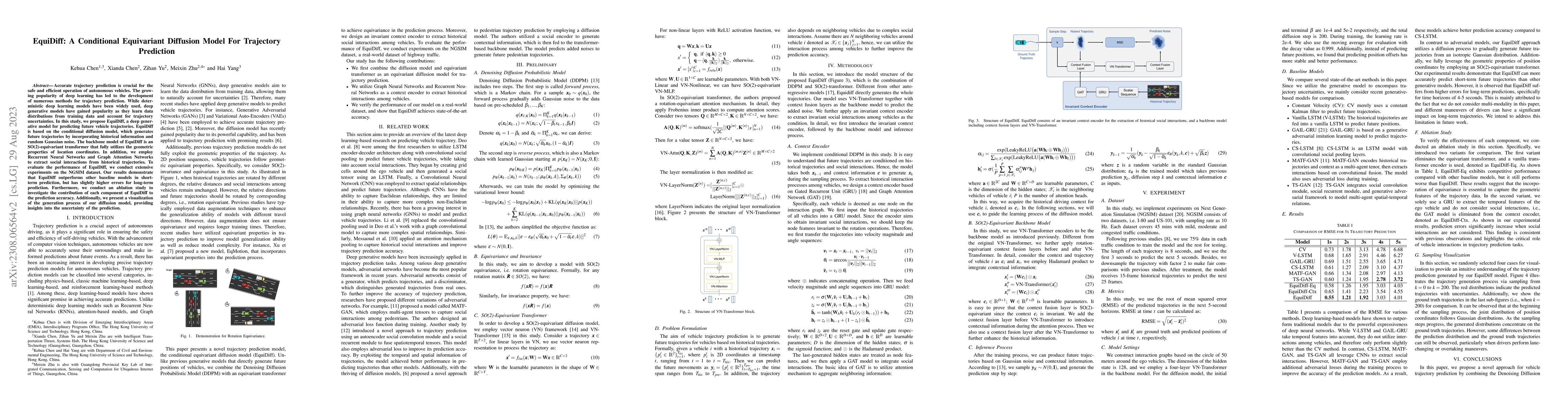 Thumbnail for EquiDiff: A Conditional Equivariant Diffusion Model For Trajectory
  Prediction