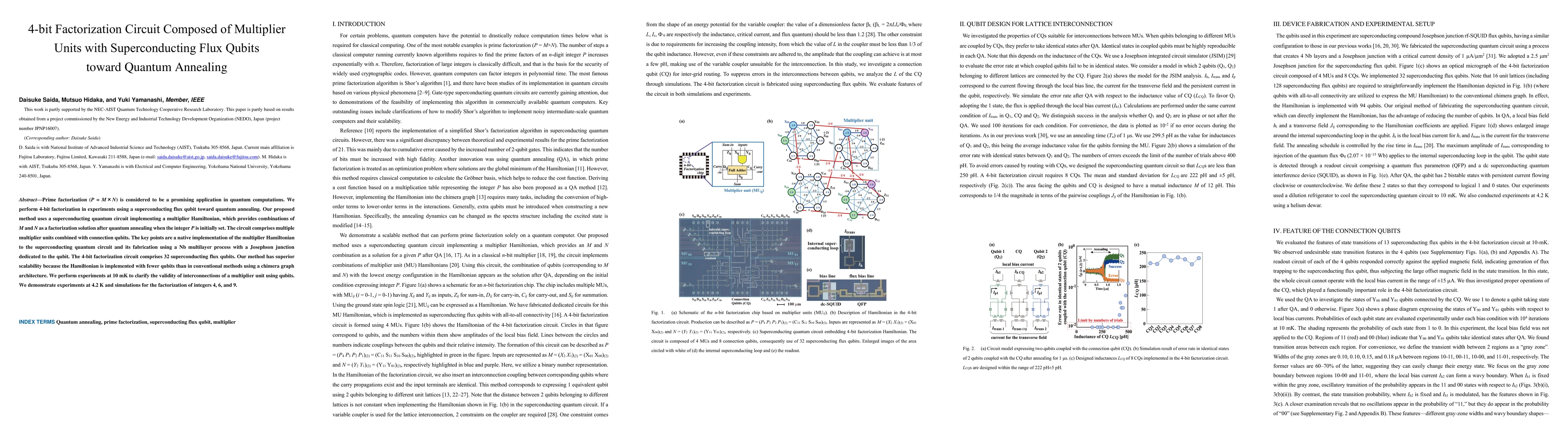 Thumbnail for 4-bit Factorization Circuit Composed of Multiplier Units with
  Superconducting Flux Qubits toward Quantum Annealing