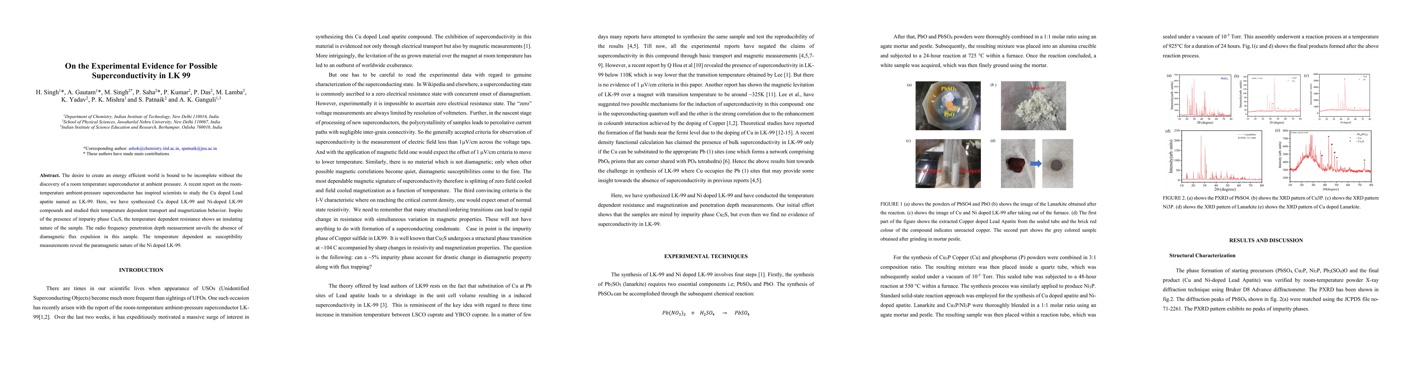 Thumbnail for On the Experimental Evidence for Possible Superconductivity in LK99