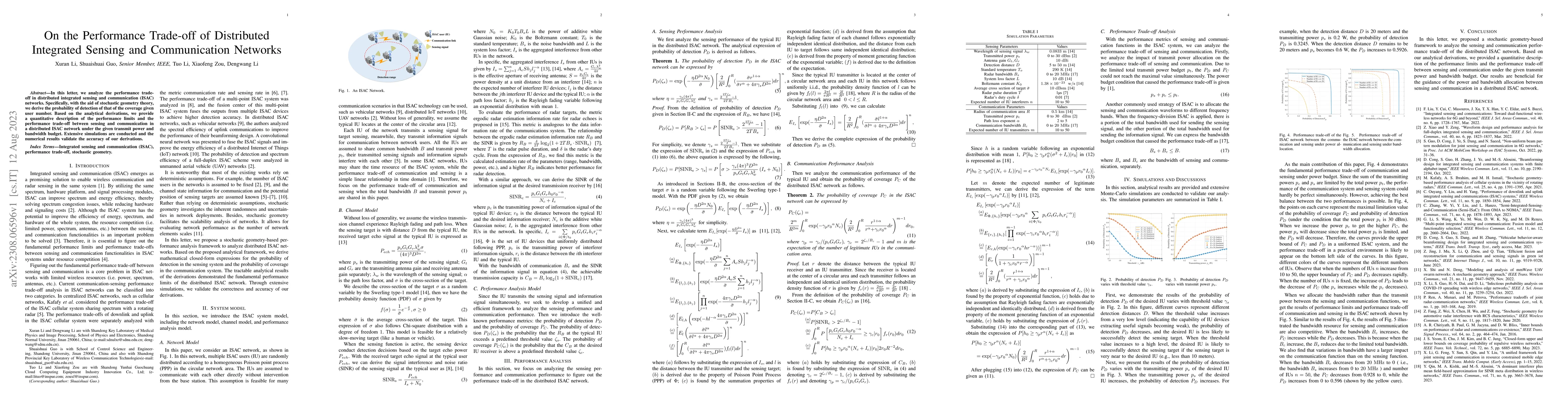 Thumbnail for On the Performance Trade-off of Distributed Integrated Sensing and
  Communication Networks
