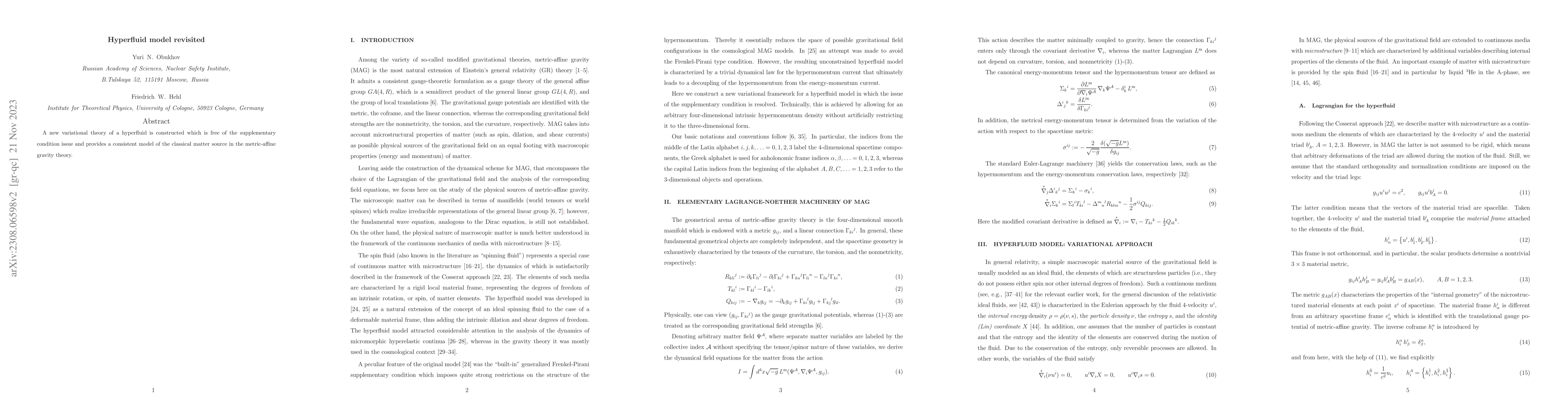 Thumbnail for Hyperfluid model revisited