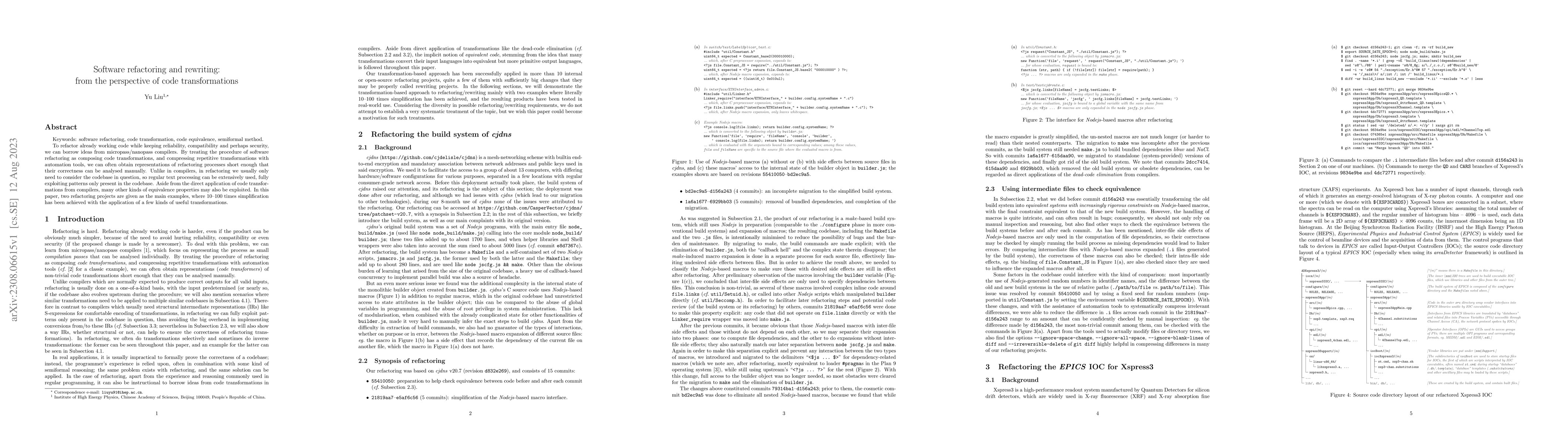 Thumbnail for Software refactoring and rewriting: from the perspective of code
  transformations