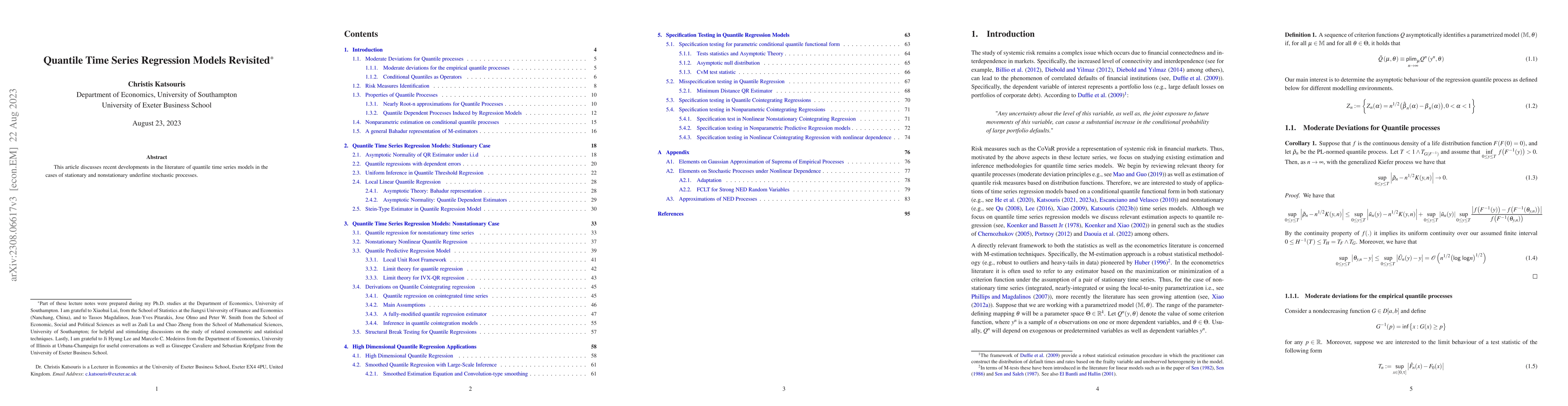 Thumbnail for Quantile Time Series Regression Models Revisited