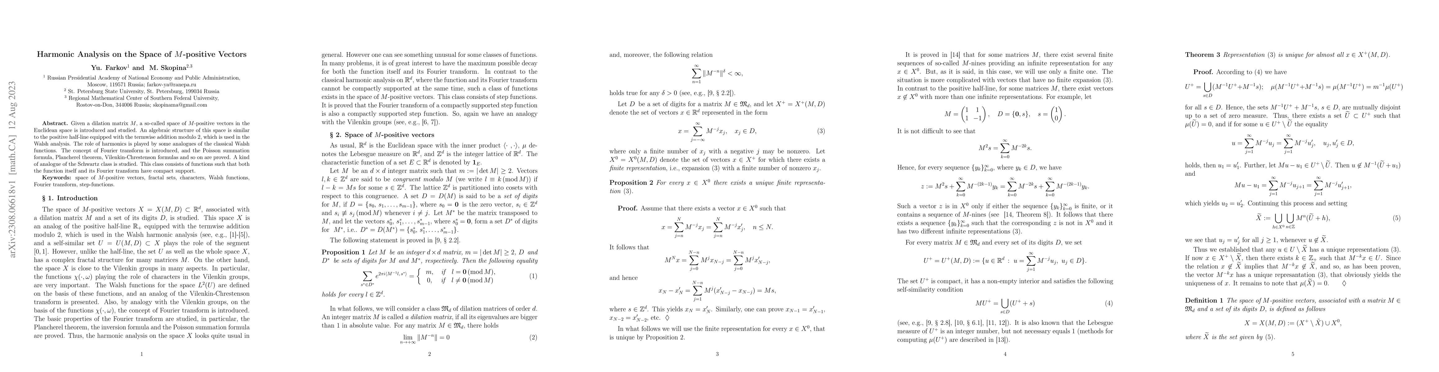 Thumbnail for Harmonic Analysis on the Space of M-positive Vectors