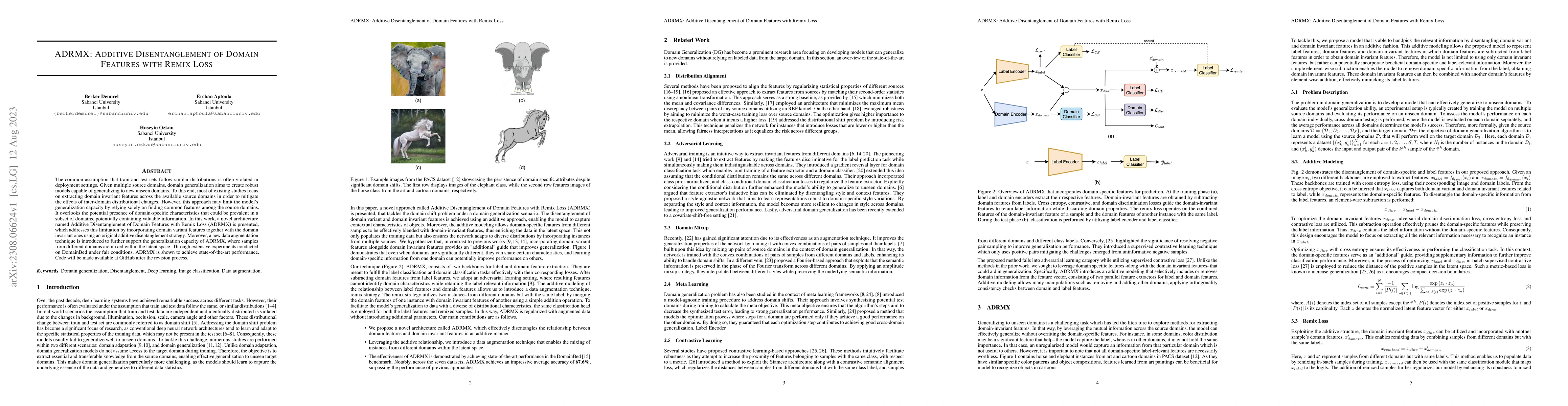 Thumbnail for ADRMX: Additive Disentanglement of Domain Features with Remix Loss