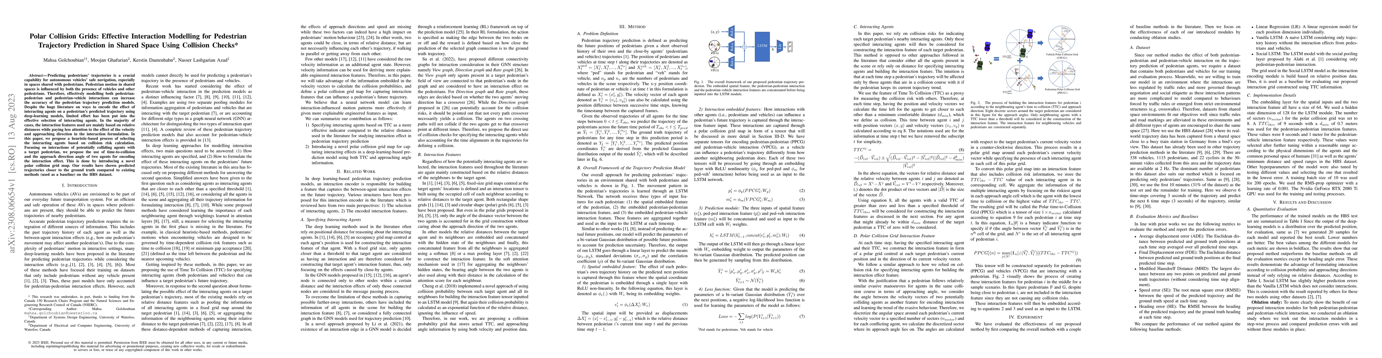 Thumbnail for Polar Collision Grids: Effective Interaction Modelling for Pedestrian
  Trajectory Prediction in Shared Space Using Collision Checks