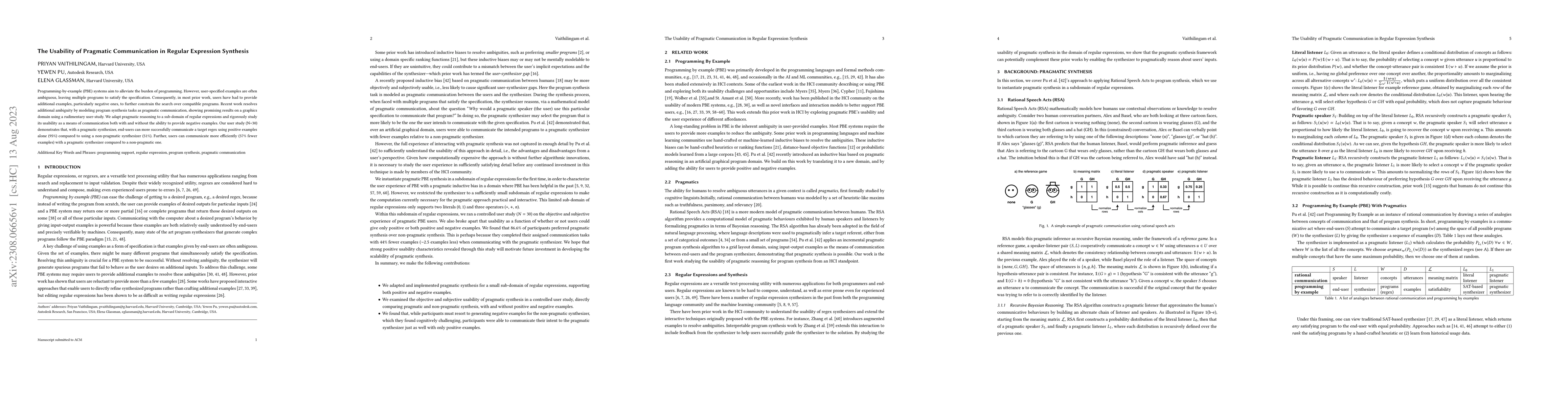 Thumbnail for The Usability of Pragmatic Communication in Regular Expression Synthesis