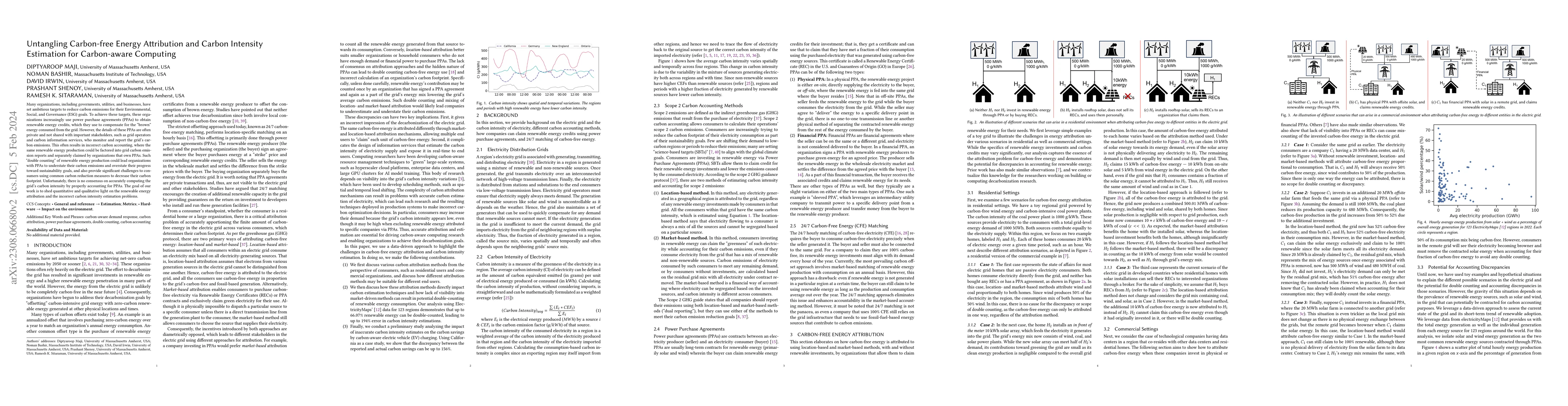 Thumbnail for Untangling Carbon-free Energy Attribution and Carbon Intensity
  Estimation for Carbon-aware Computing