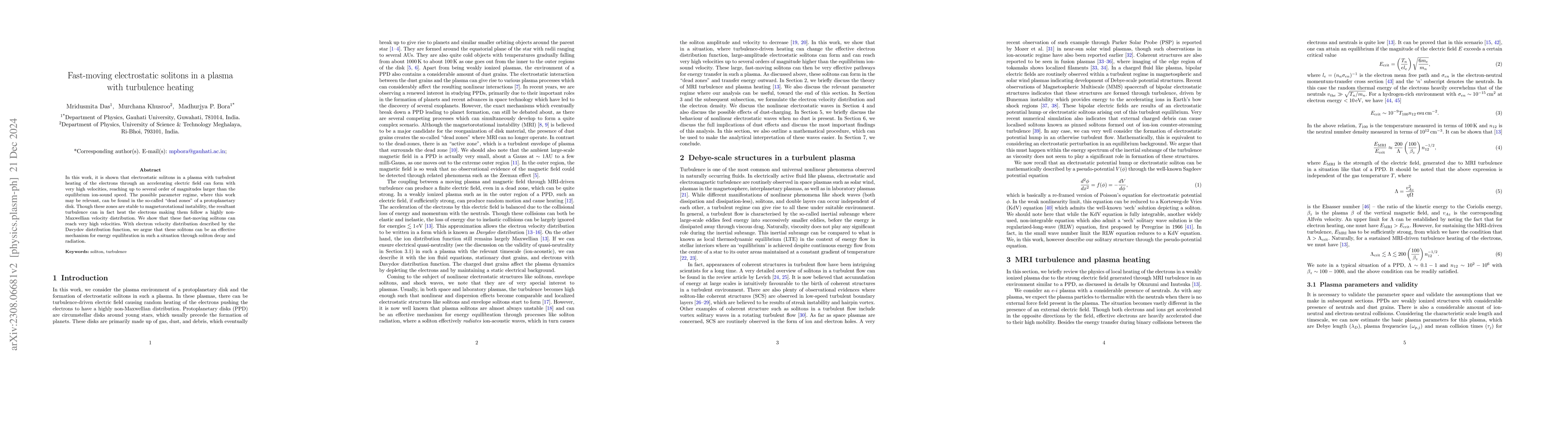 Thumbnail for The possibility of hypersonic electrostatic solitons in a plasma with
  turbulence heating
