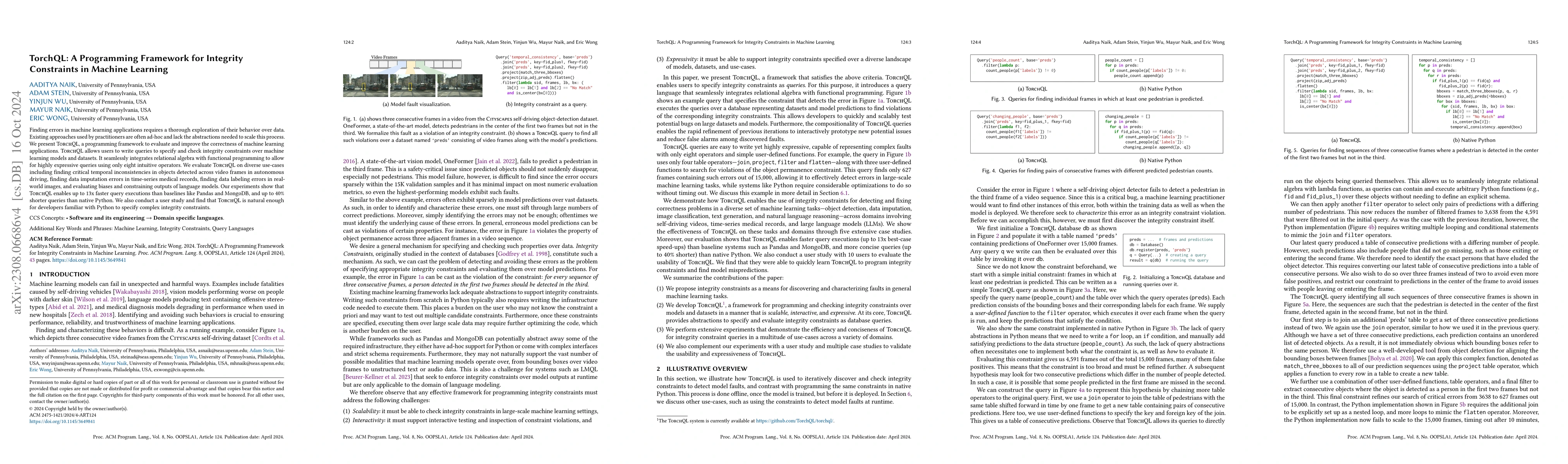 Thumbnail for TorchQL: A Programming Framework for Integrity Constraints in Machine
  Learning