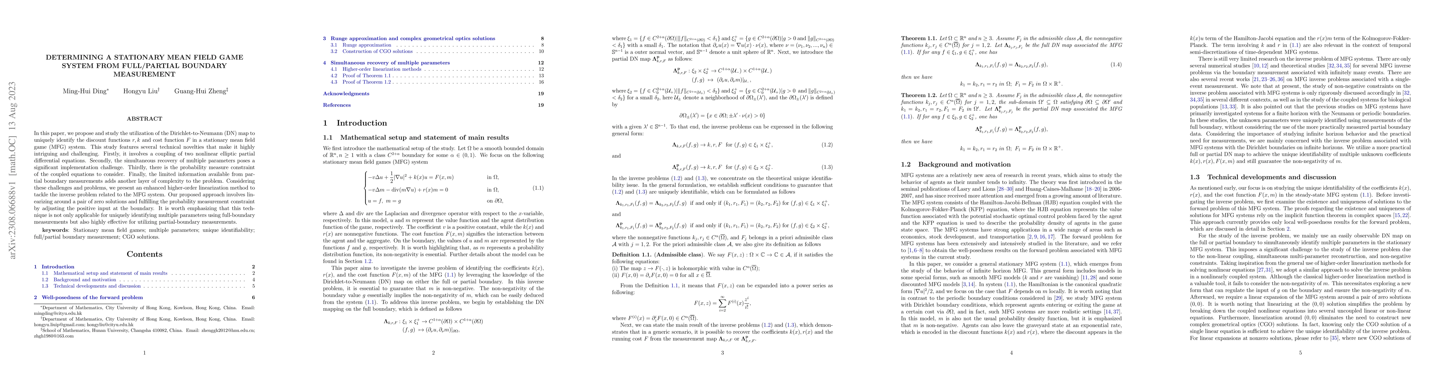 Thumbnail for Determining a stationary mean field game system from full/partial
  boundary measurement