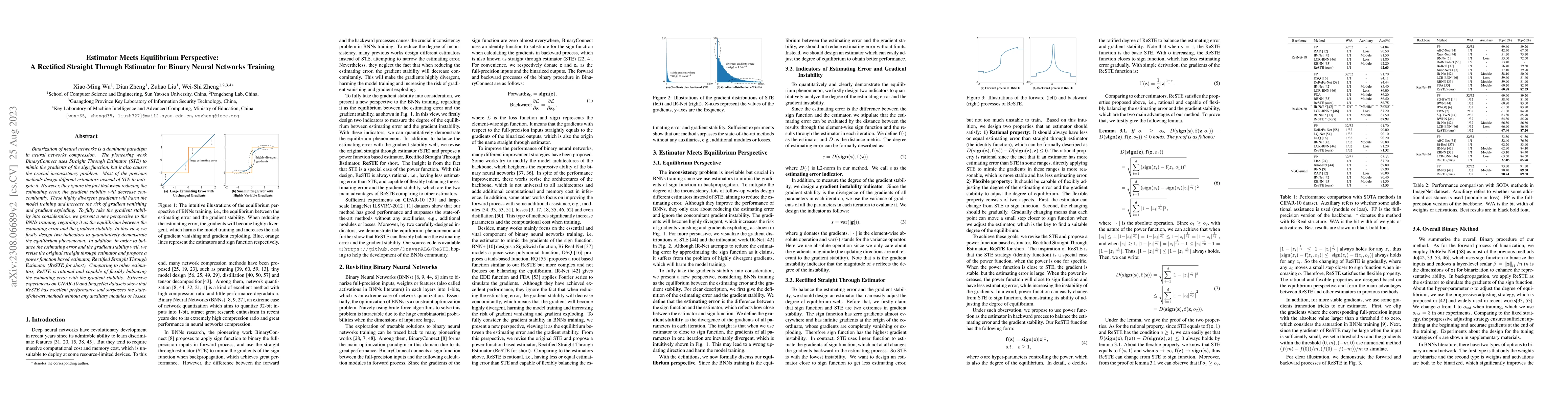 Thumbnail for Estimator Meets Equilibrium Perspective: A Rectified Straight Through
  Estimator for Binary Neural Networks Training