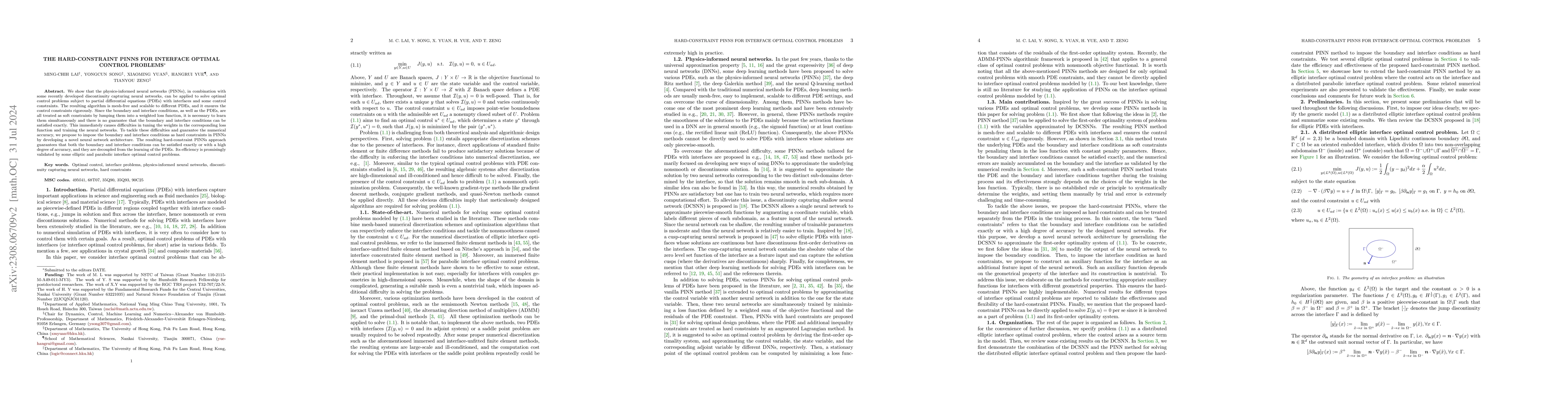 Thumbnail for The Hard-Constraint PINNs for Interface Optimal Control Problems