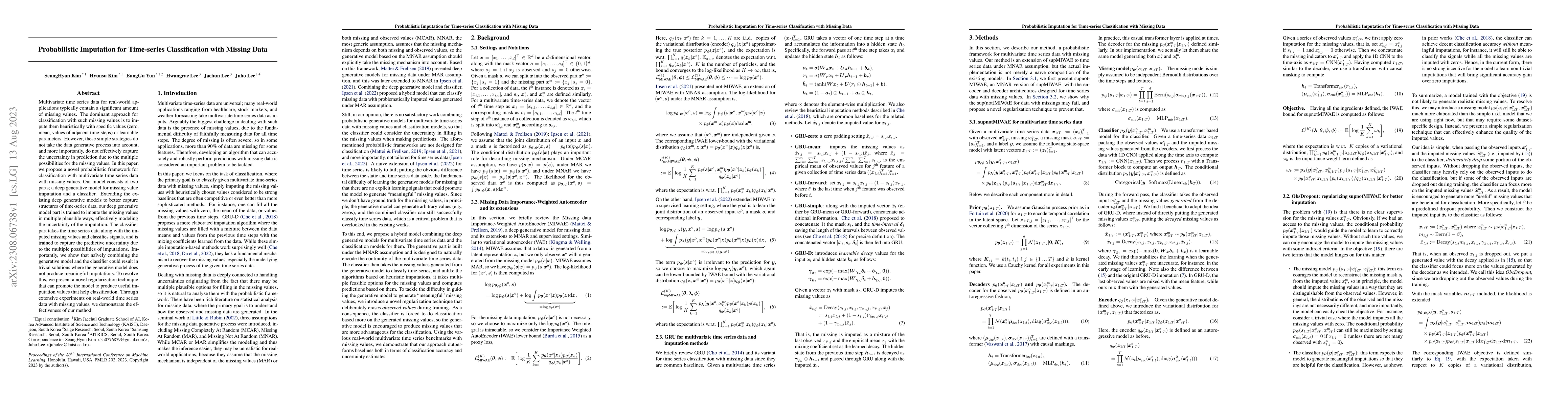 Thumbnail for Probabilistic Imputation for Time-series Classification with Missing
  Data