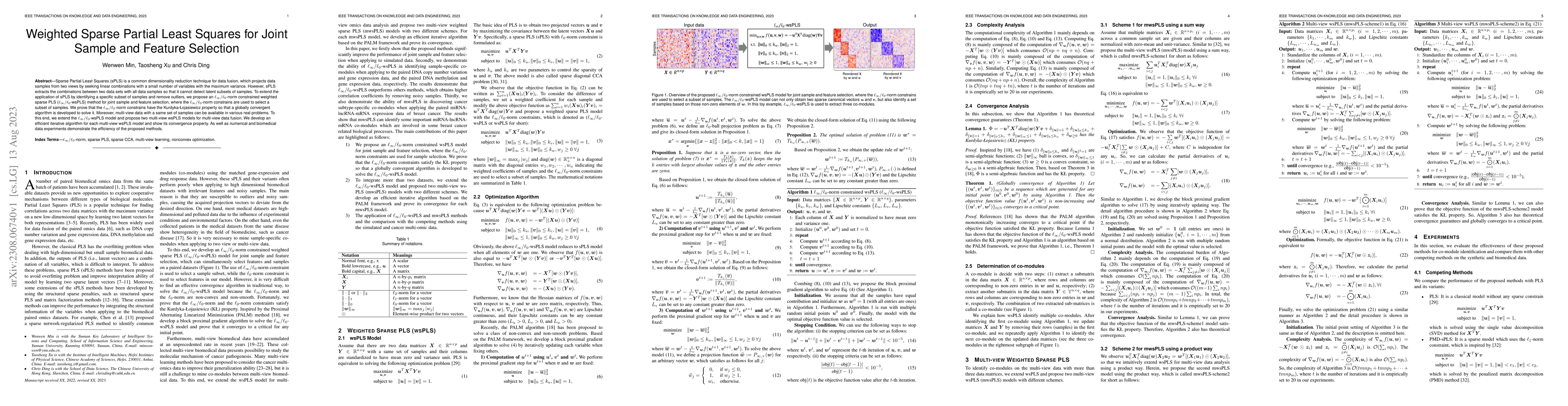 Thumbnail for Weighted Sparse Partial Least Squares for Joint Sample and Feature
  Selection