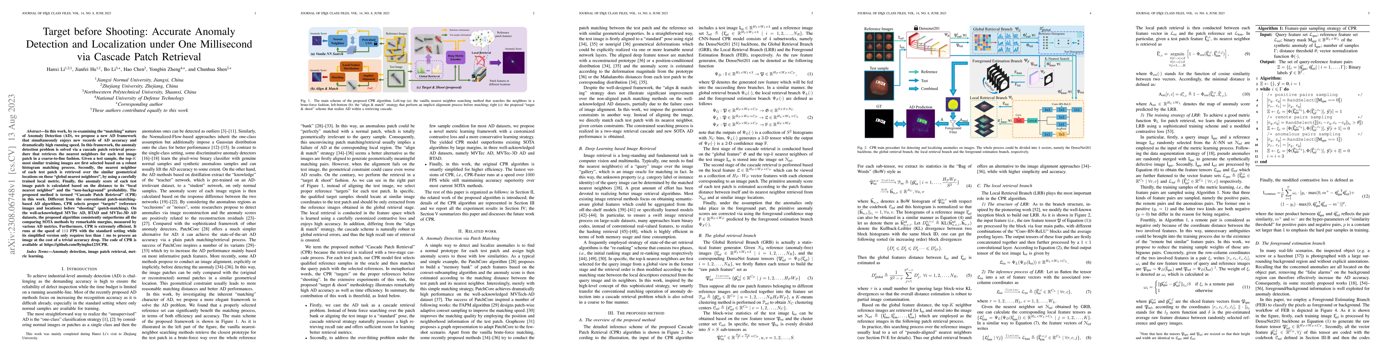 Thumbnail for Target before Shooting: Accurate Anomaly Detection and Localization
  under One Millisecond via Cascade Patch Retrieval
