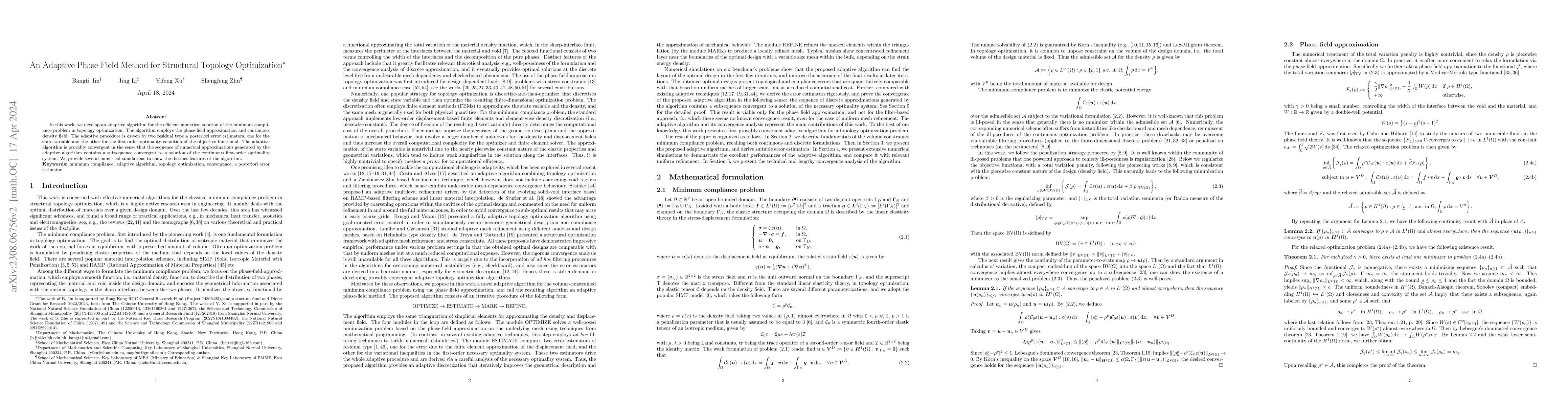 Thumbnail for An Adaptive Phase-Field Method for Structural Topology Optimization