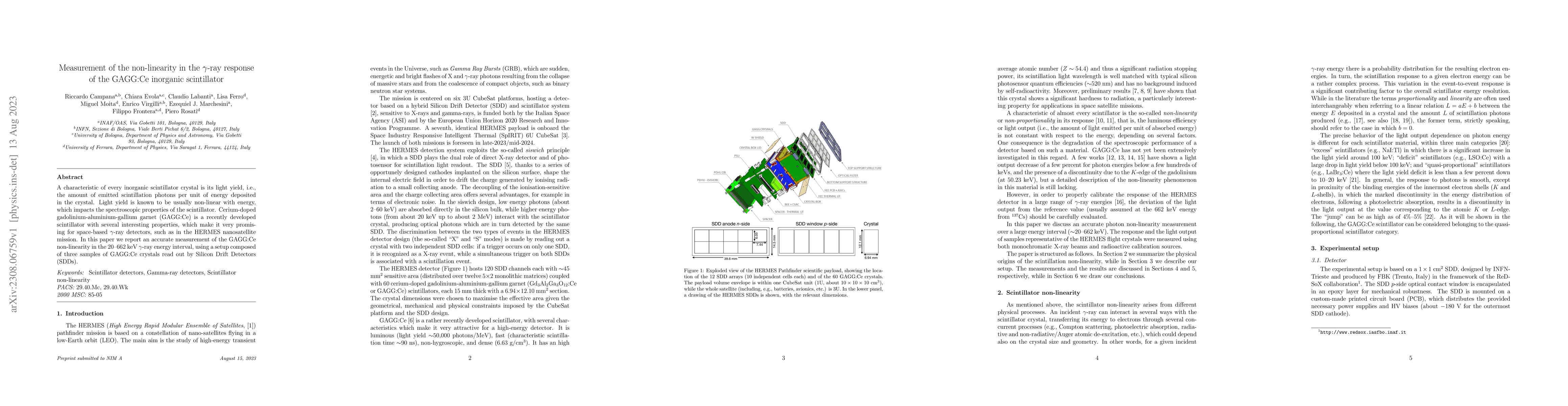 Thumbnail for Measurement of the non-linearity in the gamma-ray response of the
  GAGG:Ce inorganic scintillator