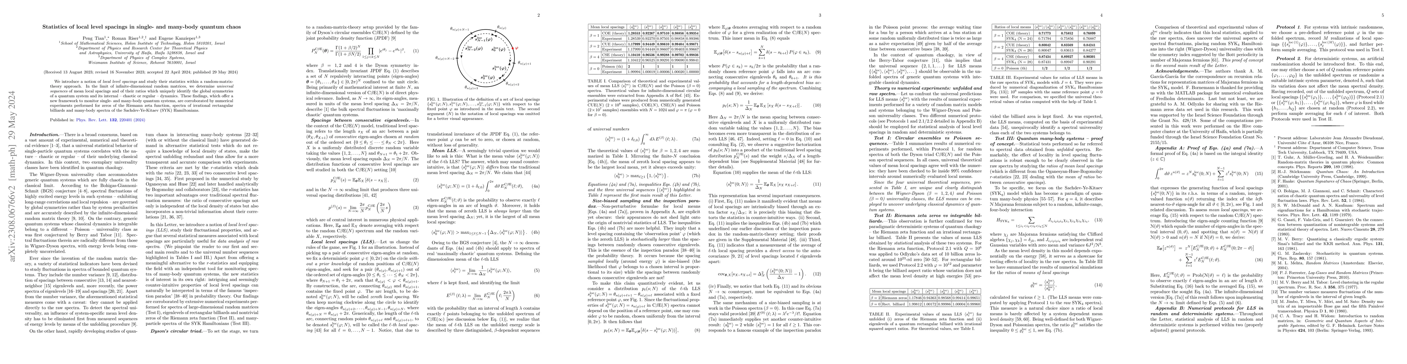 Thumbnail for Statistics of local level spacings in single- and many-body quantum
  chaos