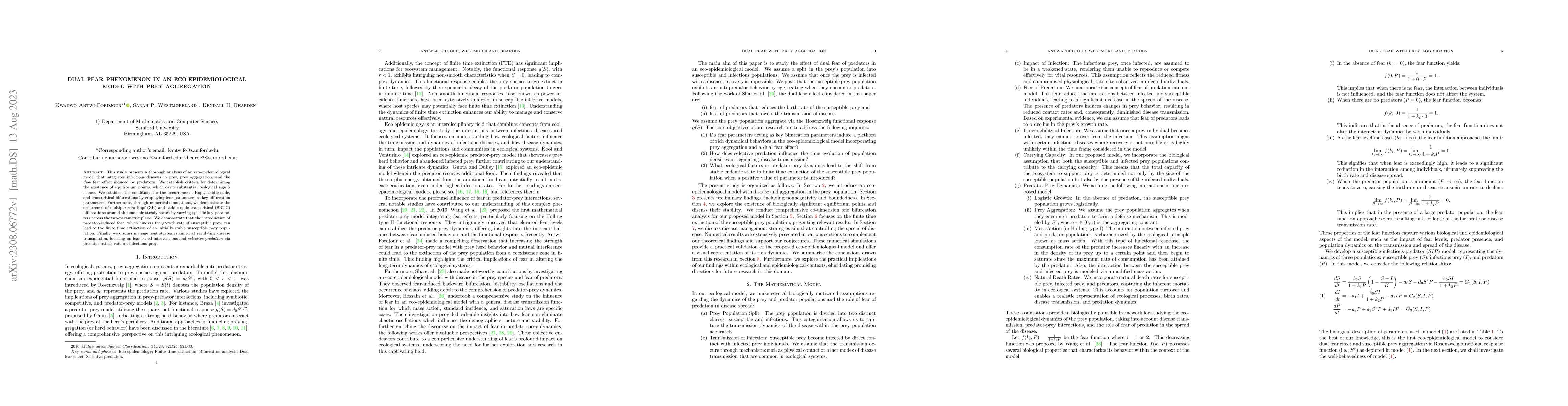Thumbnail for Dual fear phenomenon in an eco-epidemiological model with prey
  aggregation