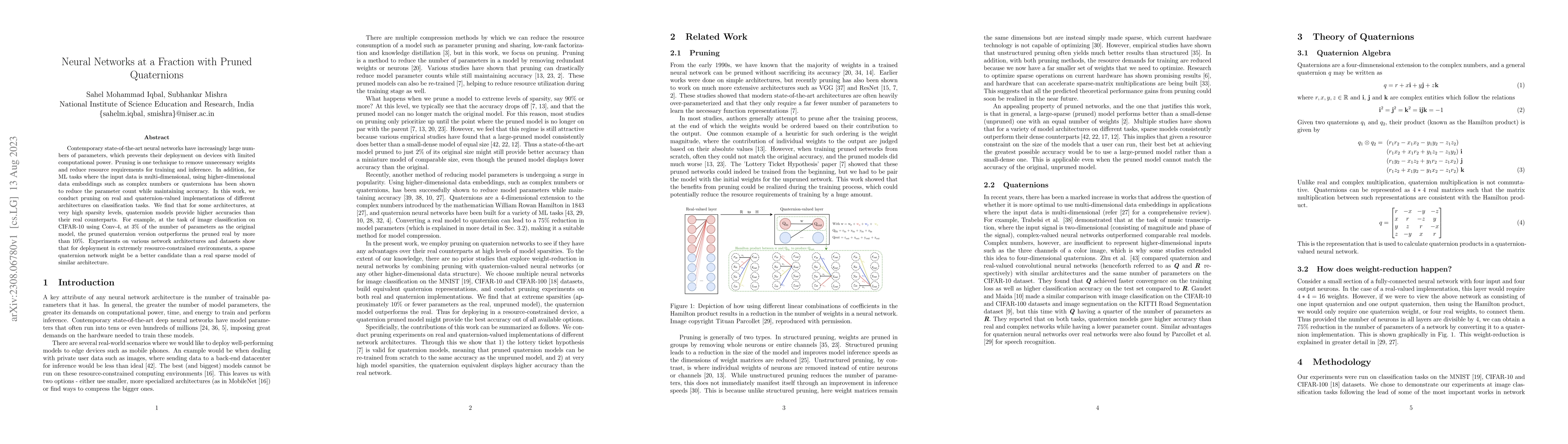 Thumbnail for Neural Networks at a Fraction with Pruned Quaternions
