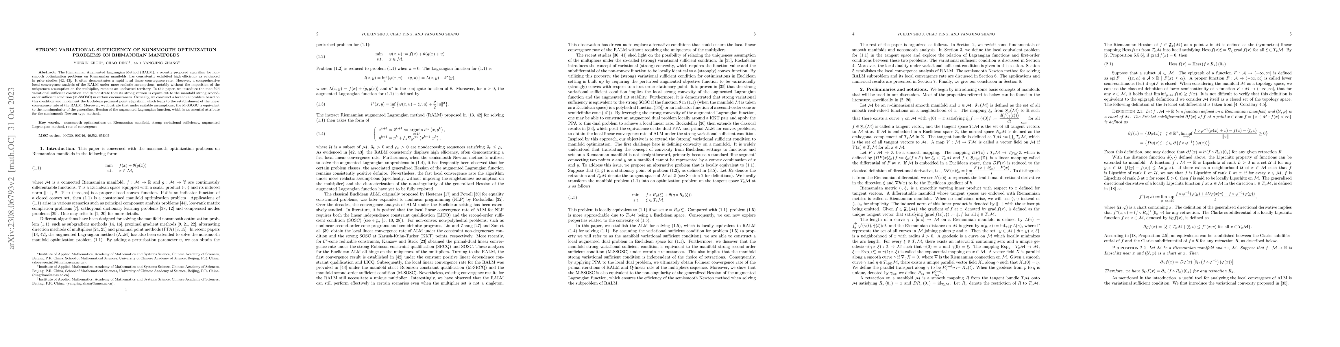 Thumbnail for Strong variational sufficiency of nonsmooth optimization problems on
  Riemannian manifolds