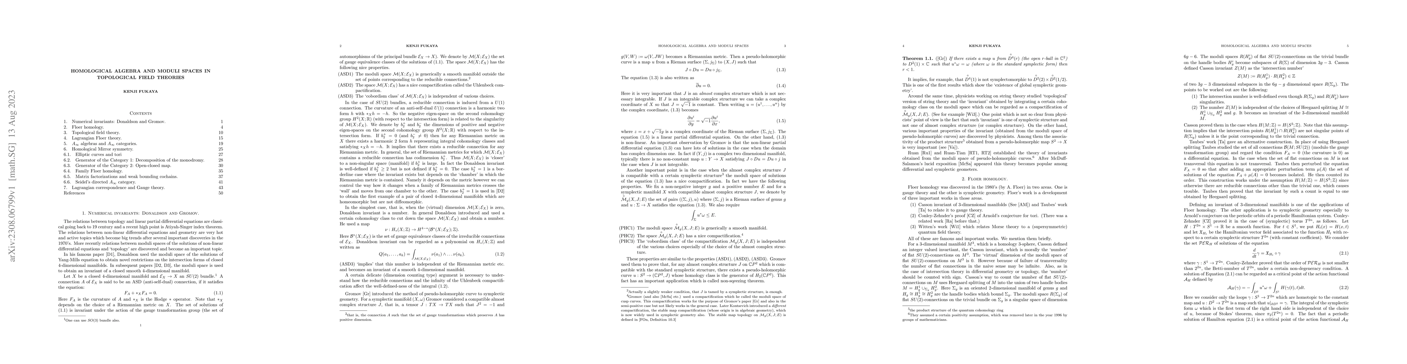 Thumbnail for Homological algebra and moduli spaces in topological field theories