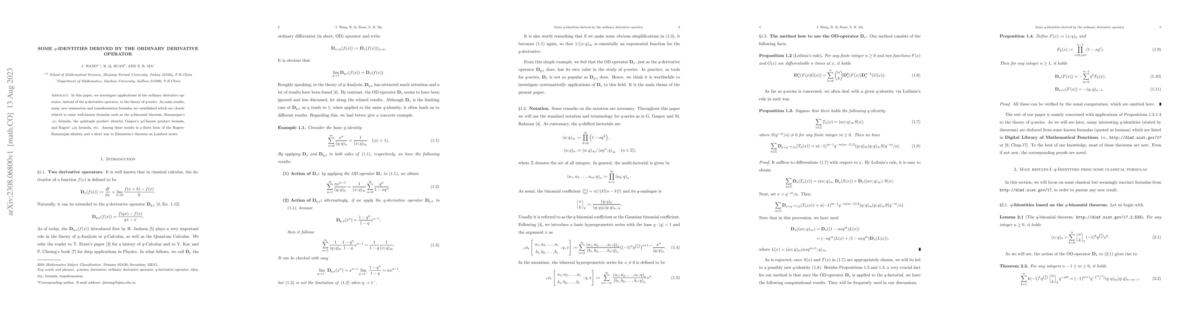 Thumbnail for Some q-Identities derived by the ordinary derivative operator