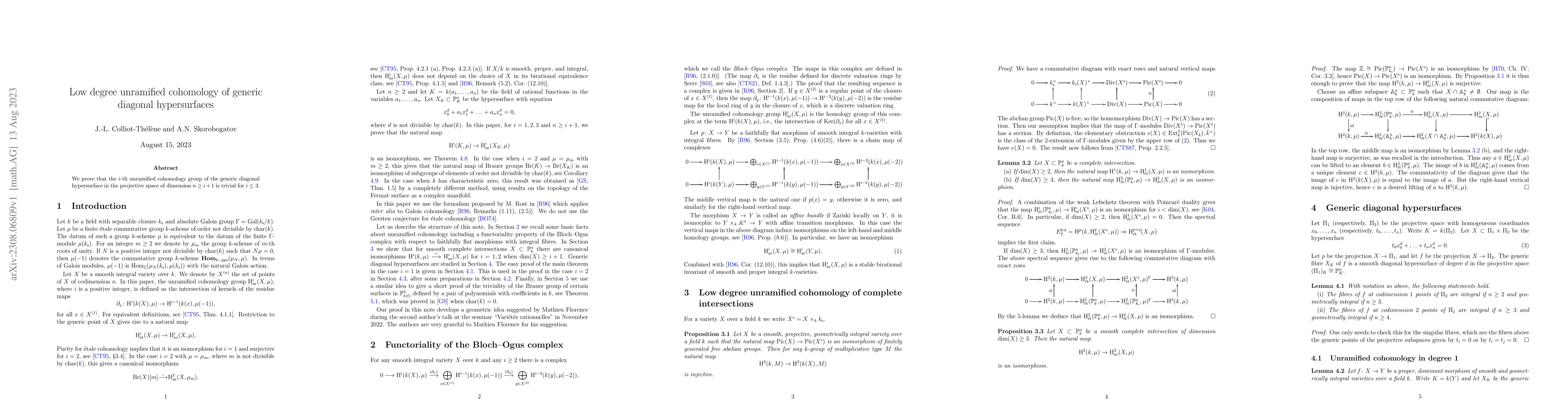 Thumbnail for Low degree unramified cohomology of generic diagonal hypersurfaces
