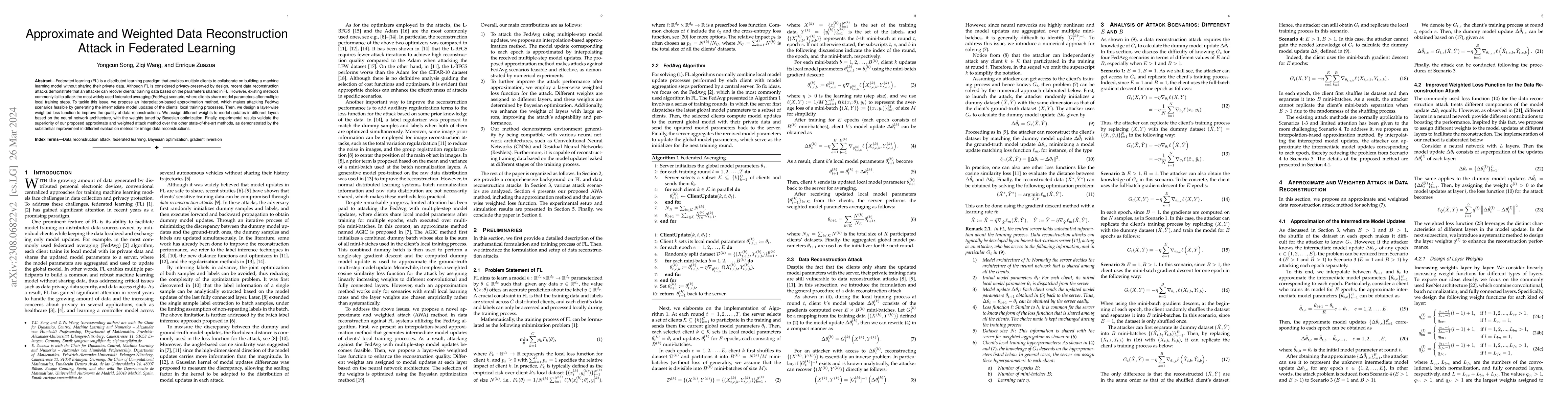 Thumbnail for Approximate and Weighted Data Reconstruction Attack in Federated
  Learning