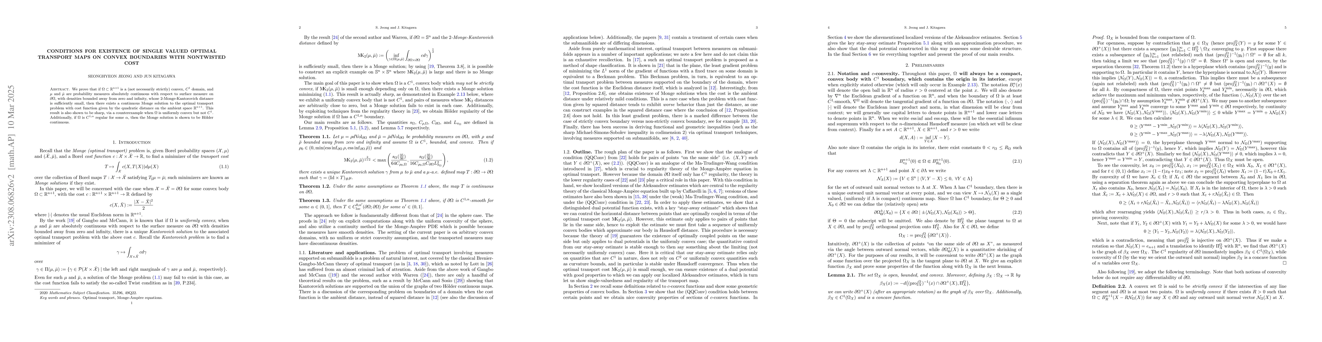 Thumbnail for Conditions for existence of single valued optimal transport maps on
  convex boundaries with nontwisted cost