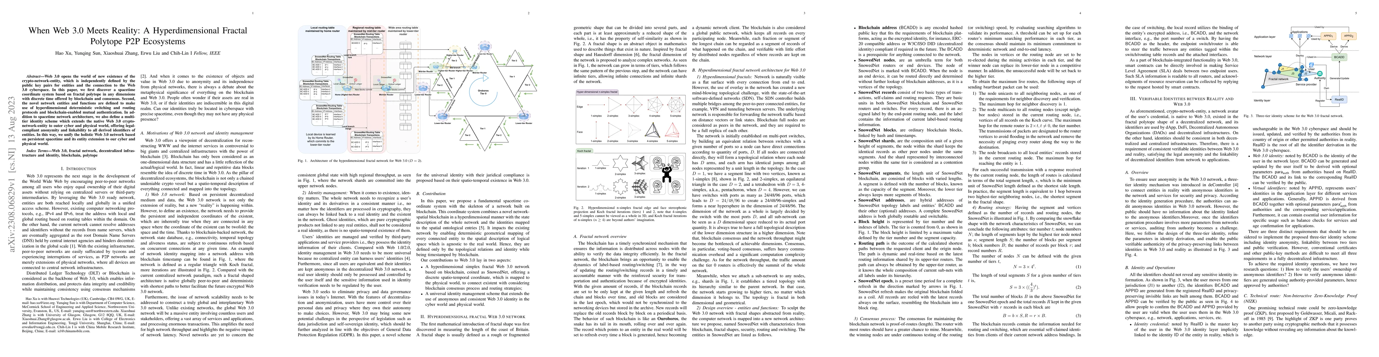 Thumbnail for When Web 3.0 Meets Reality: A Hyperdimensional Fractal Polytope P2P
  Ecosystems