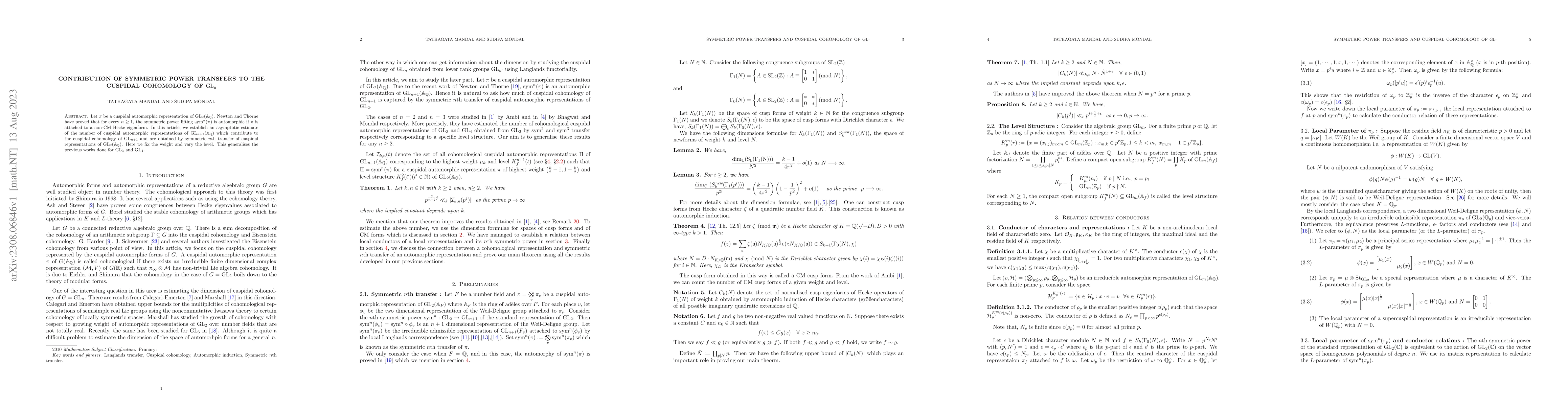Thumbnail for Contribution of symmetric power transfers to the cuspidal cohomology of
  ${\rm GL_n}$