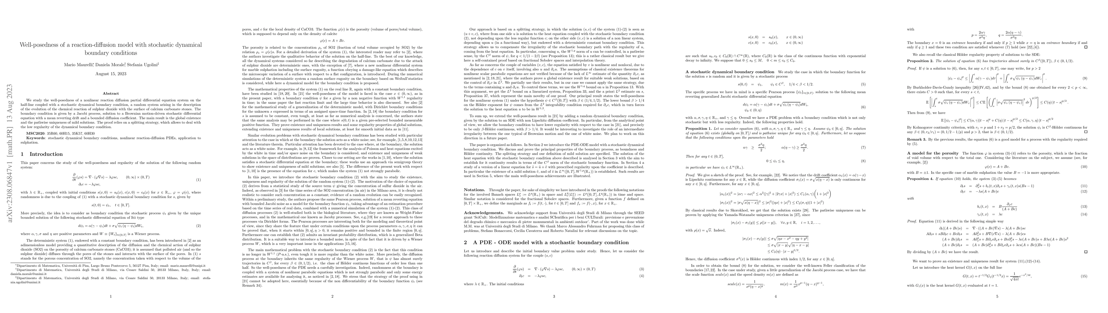 Thumbnail for Well-posedness of a reaction-diffusion model with stochastic dynamical
  boundary conditions