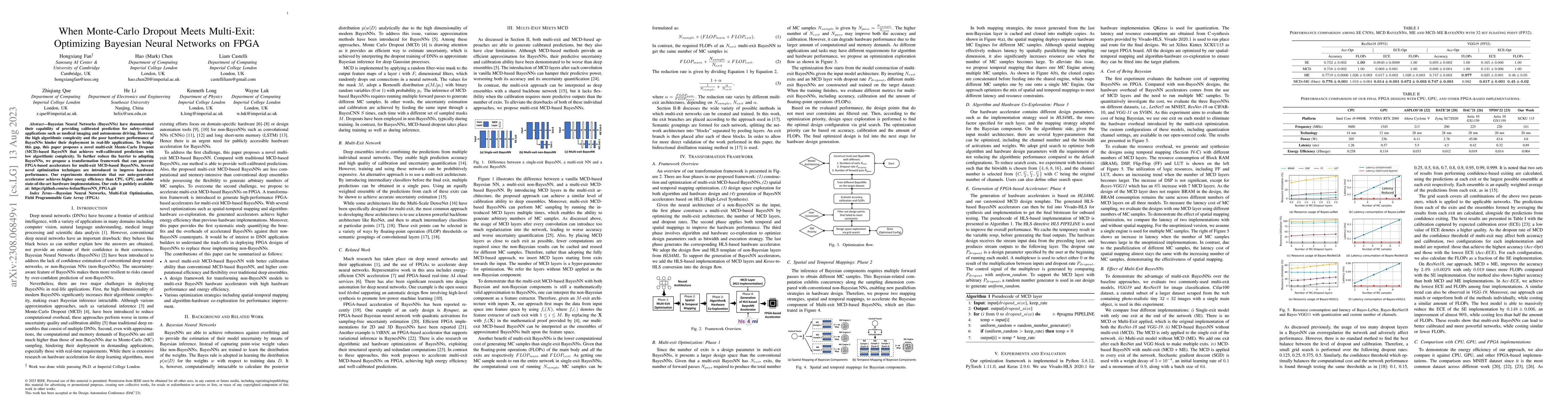Thumbnail for When Monte-Carlo Dropout Meets Multi-Exit: Optimizing Bayesian Neural
  Networks on FPGA
