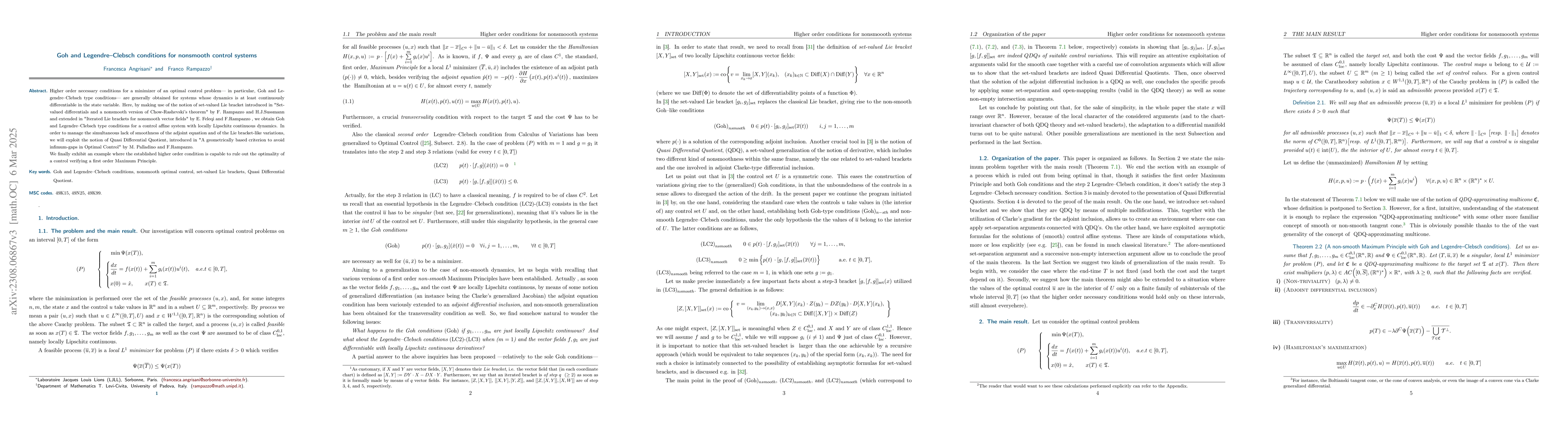 Thumbnail for Goh and Legendre-Clebsh conditions for nonsmooth control systems