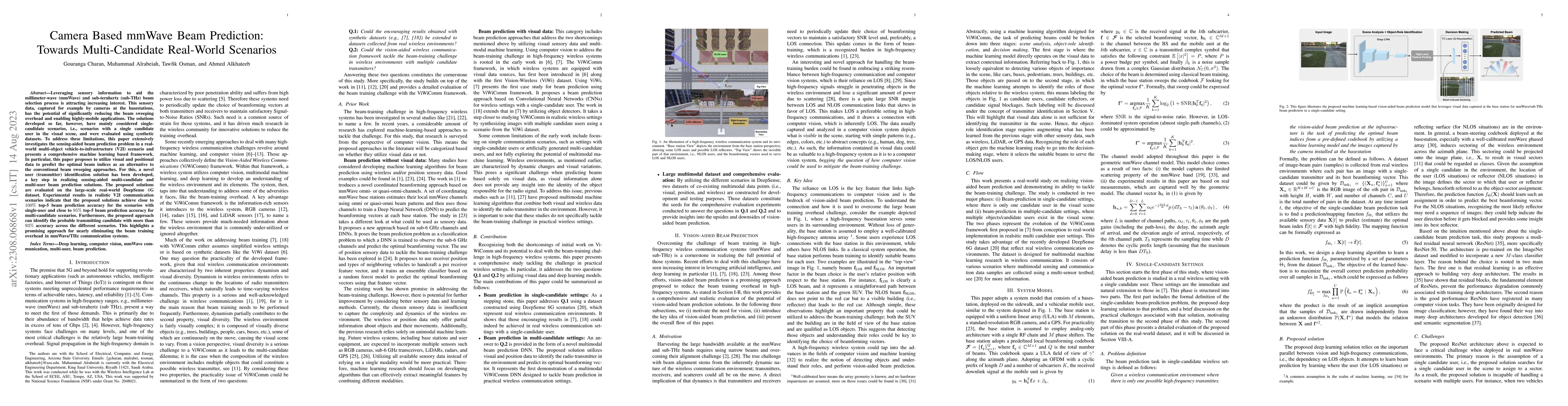 Thumbnail for Camera Based mmWave Beam Prediction: Towards Multi-Candidate Real-World
  Scenarios