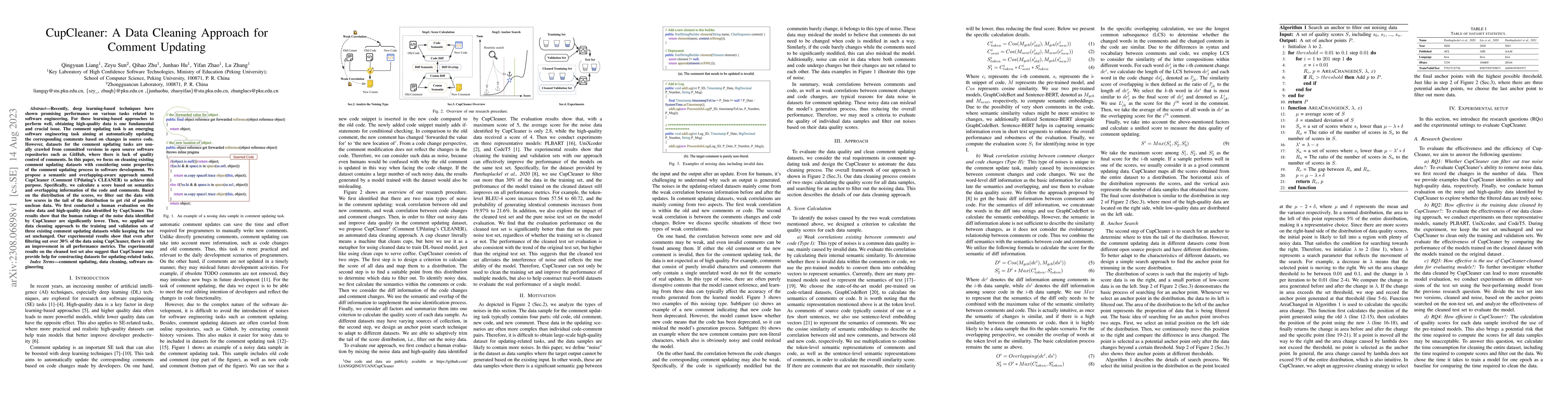 Thumbnail for CupCleaner: A Data Cleaning Approach for Comment Updating