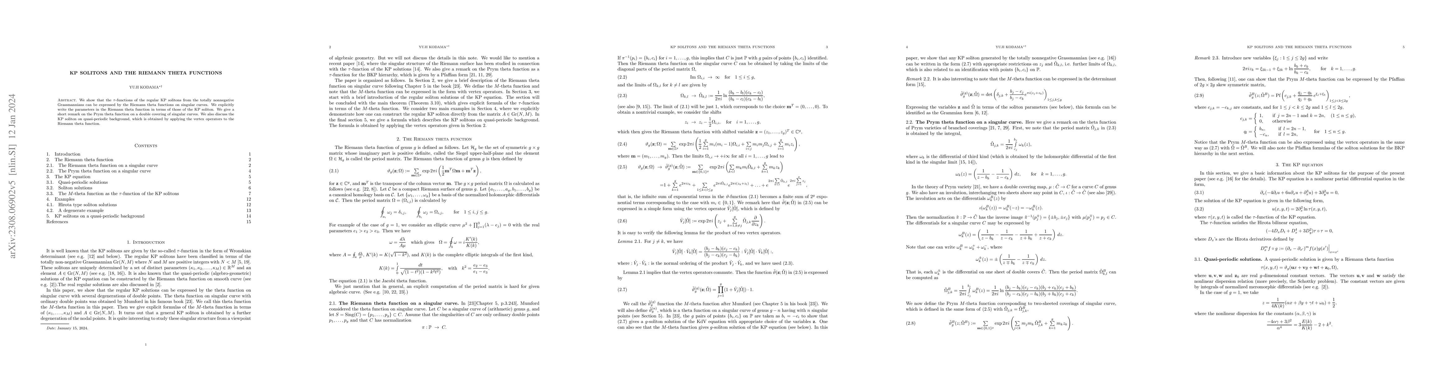 Thumbnail for KP solitons and the Riemann theta functions