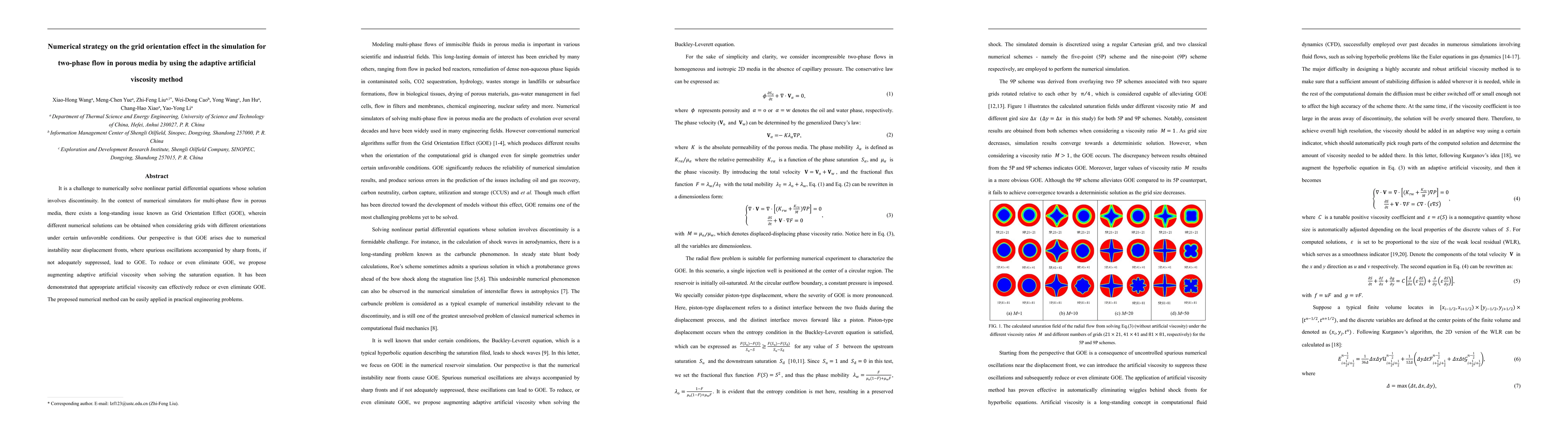 Thumbnail for Numerical strategy on the grid orientation effect in the simulation for
  two-phase flow in porous media by using the adaptive artificial viscosity
  method