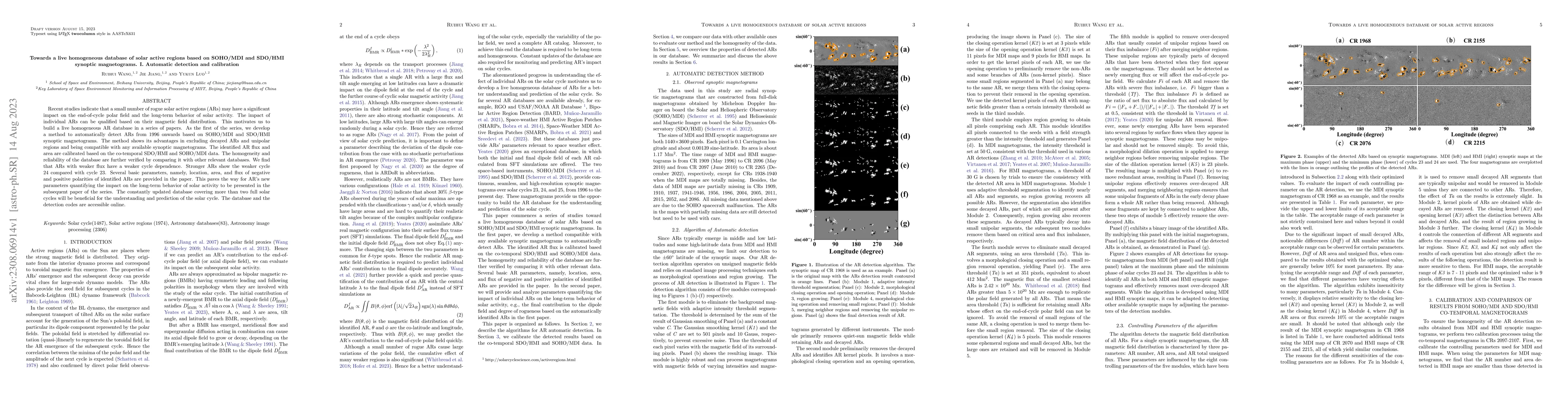 Thumbnail for Towards a live homogeneous database of solar active regions based on
  SOHO/MDI and SDO/HMI synoptic magnetograms. I. Automatic detection and
  calibration
