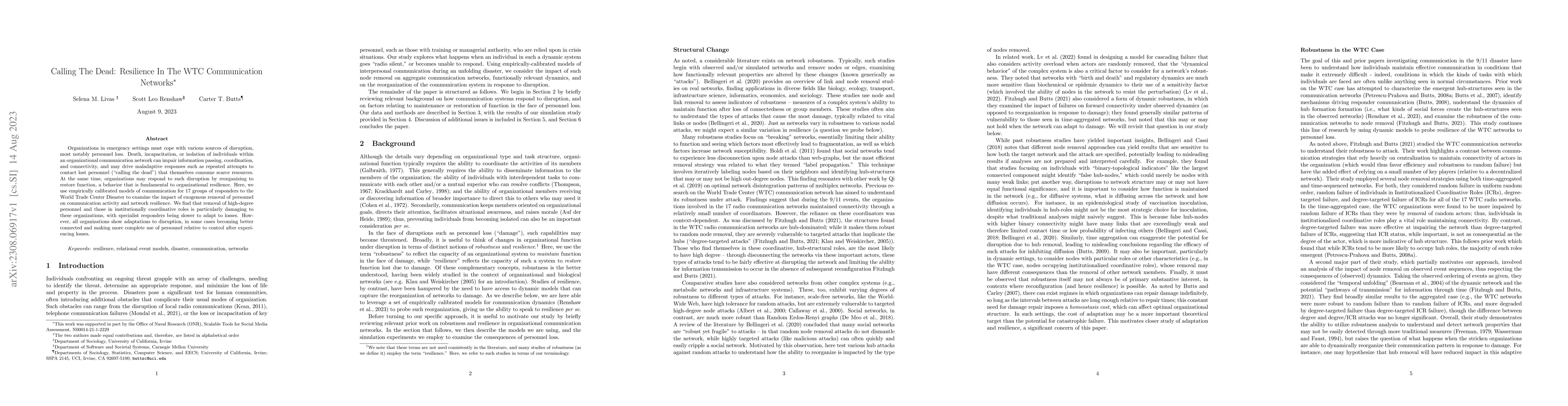 Thumbnail for Calling The Dead: Resilience In The WTC Communication Networks