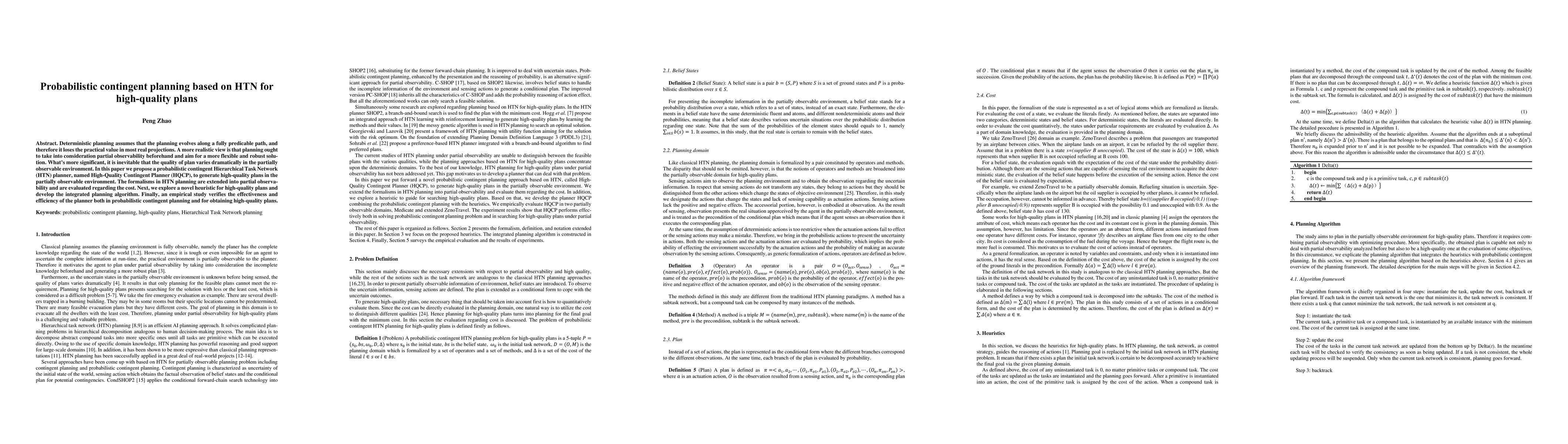 Thumbnail for Probabilistic contingent planning based on HTN for high-quality plans