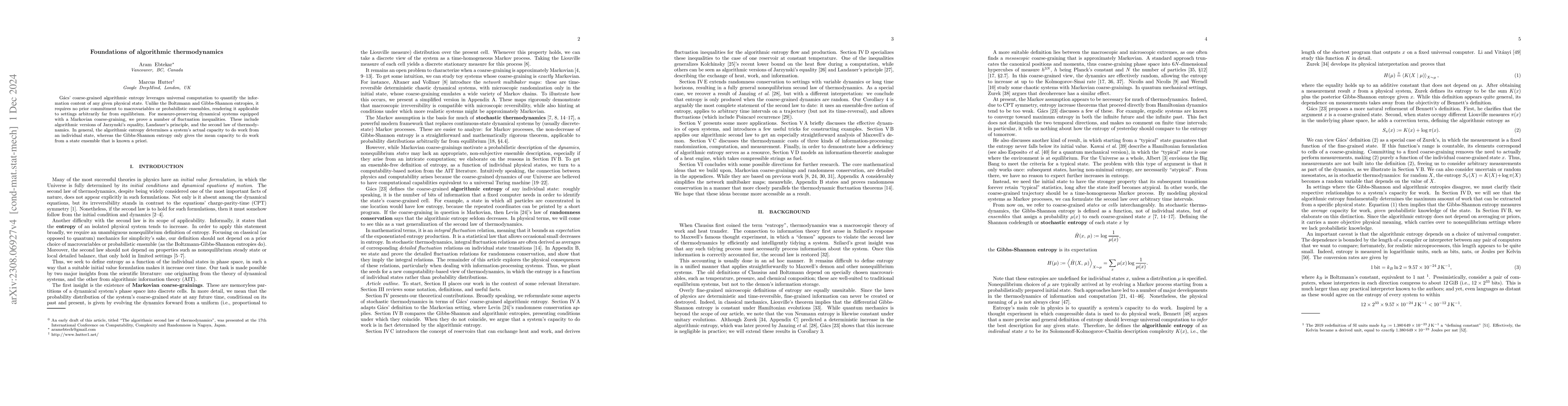 Thumbnail for The algorithmic second law of thermodynamics