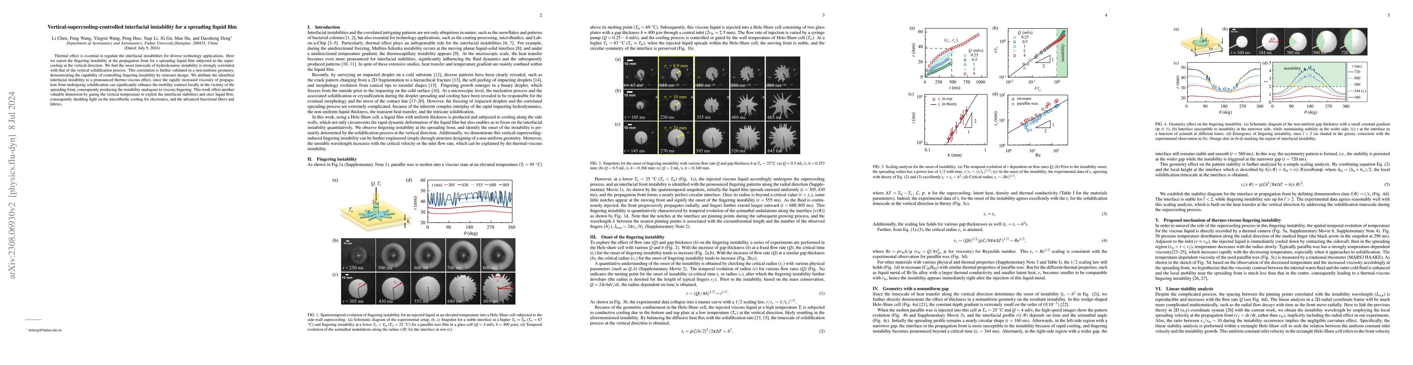 Thumbnail for Vertical-supercooling-controlled interfacial instability for a spreading
  liquid film