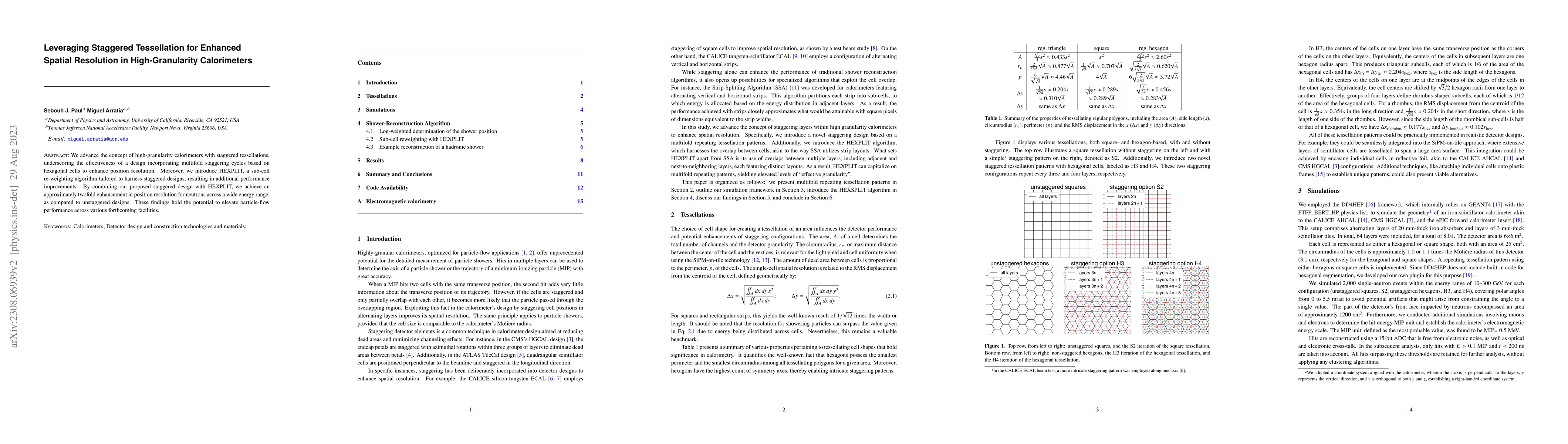 Thumbnail for Leveraging Staggered Tessellation for Enhanced Spatial Resolution in
  High-Granularity Calorimeters