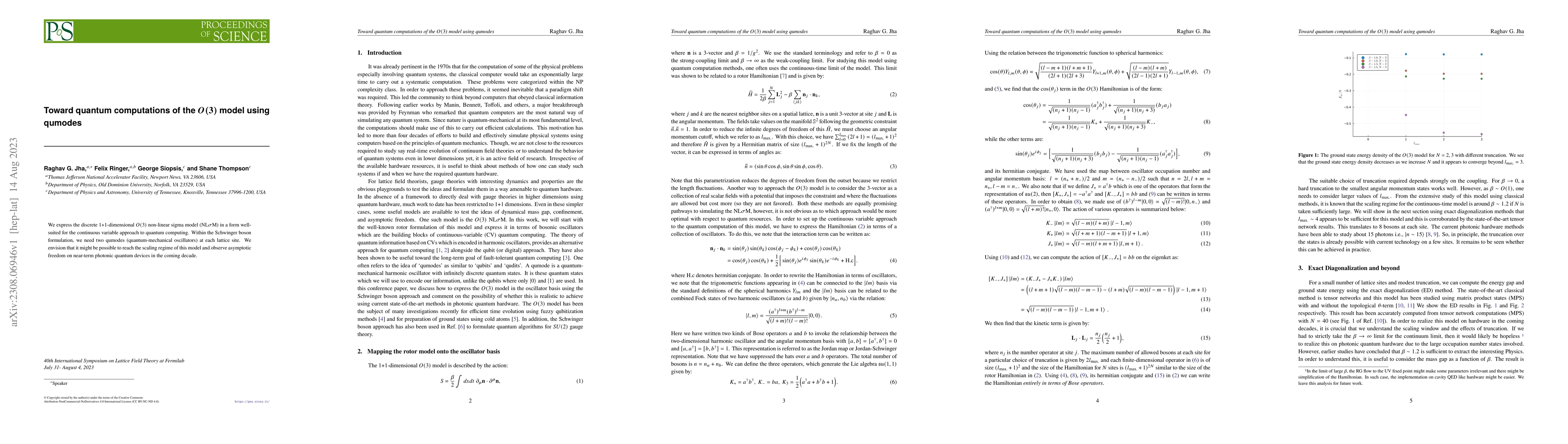 Thumbnail for Toward quantum computations of the $O(3)$ model using qumodes