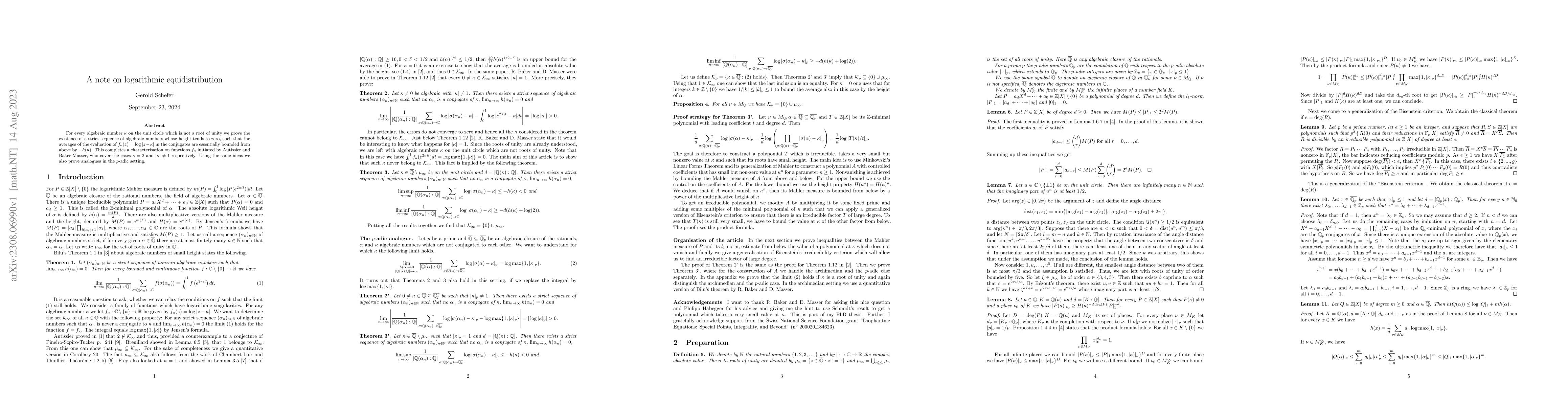 Thumbnail for A note on logarithmic equidistribution